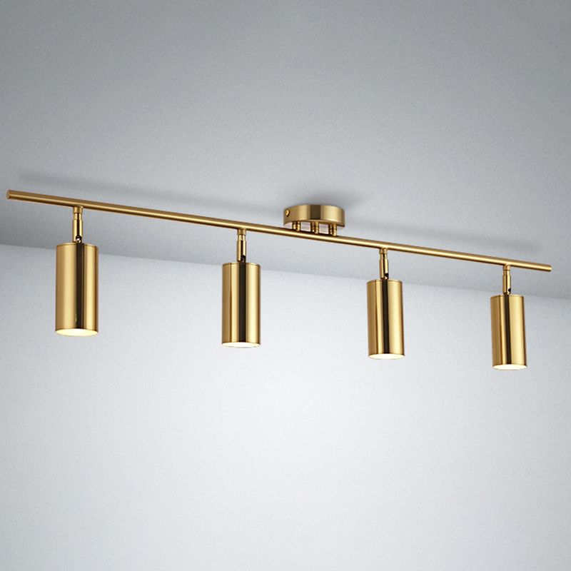 Kits d'éclairage sur rail nordique moderne de luxe en laiton monté en Surface salon chambre maison trou libre plafonnier semi-encastré doré