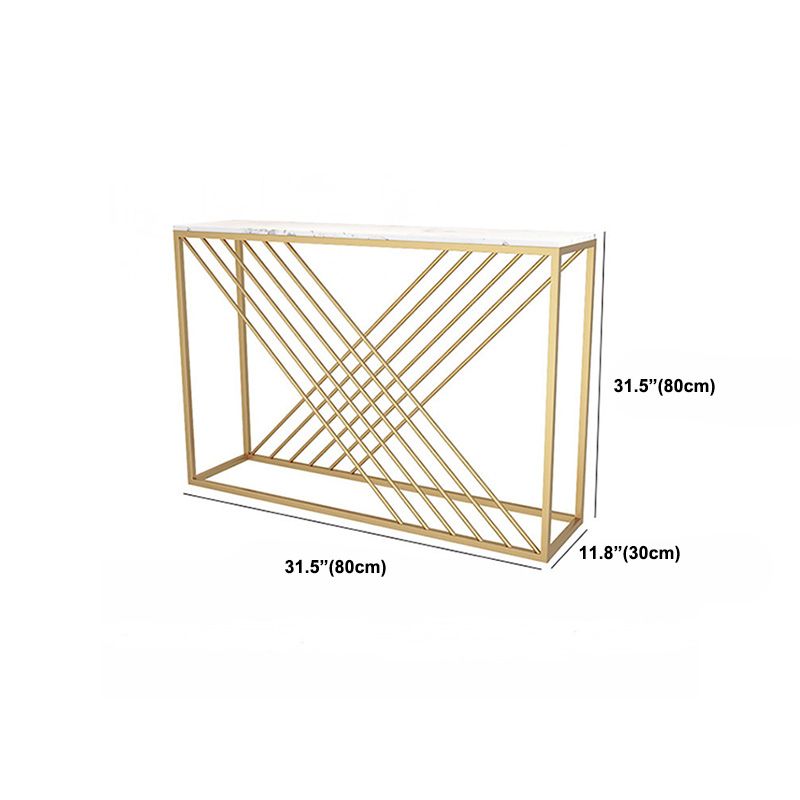 Glam Console Accent Table Rectangle Sofa Console Table in Marble