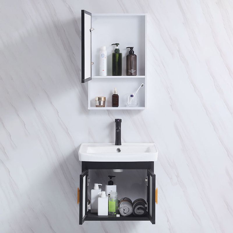 Rectangle Bathroom Vanity Glam Wall Mount Single Sink Mirror Bathroom Vanity Set