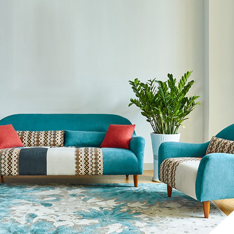 33.86" D x 31.89" H Curved Fabric 3-Seater Sofa Bohemia Style Sofa