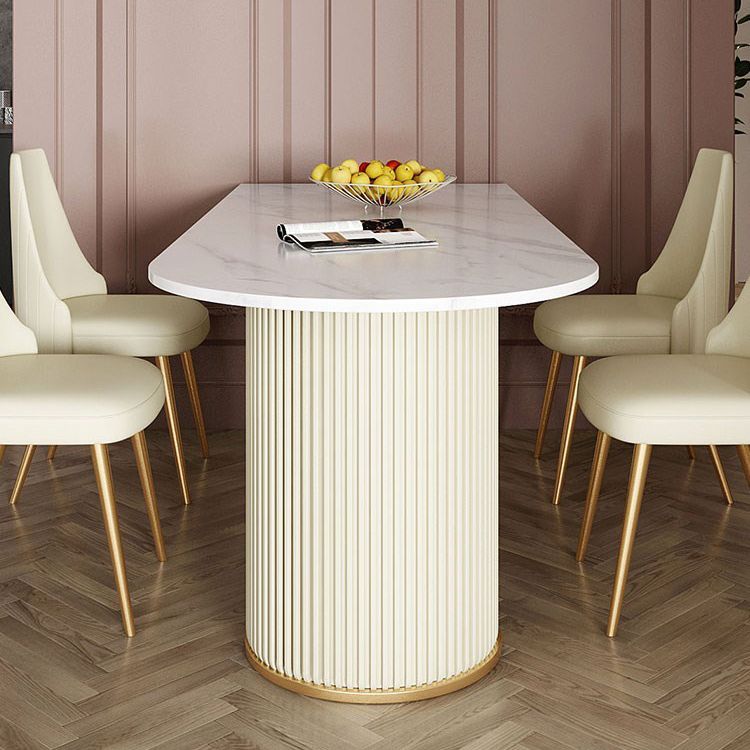 Sintered Stone Fixed Dining Table Luxury Free Form Dining Room Desk