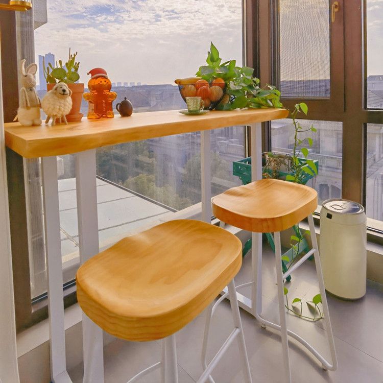 Contemporary Indoor Bar Dining Table Rectangle Wood Top Bar Table