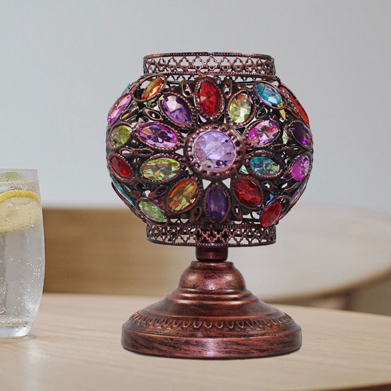 1 Éclairage de table de nuit à bulbe Rectangle bohème / lampe de nuit en métal globe en rouge / jaune / violet pour la chambre