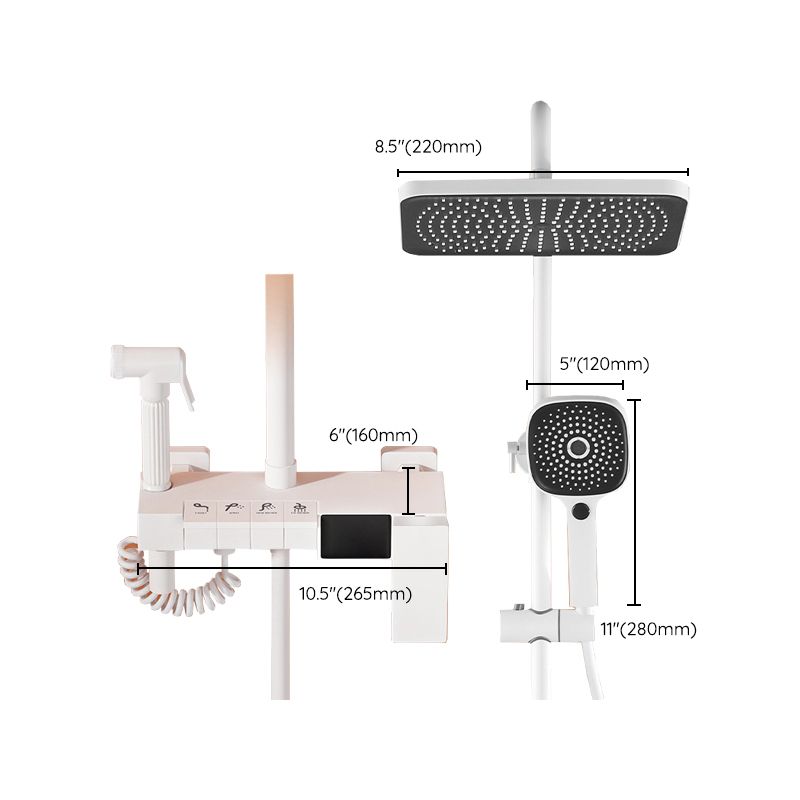 Wall Mounted Shower Arm Shower Faucet in White Metal Shower System Adjustable Water Flow