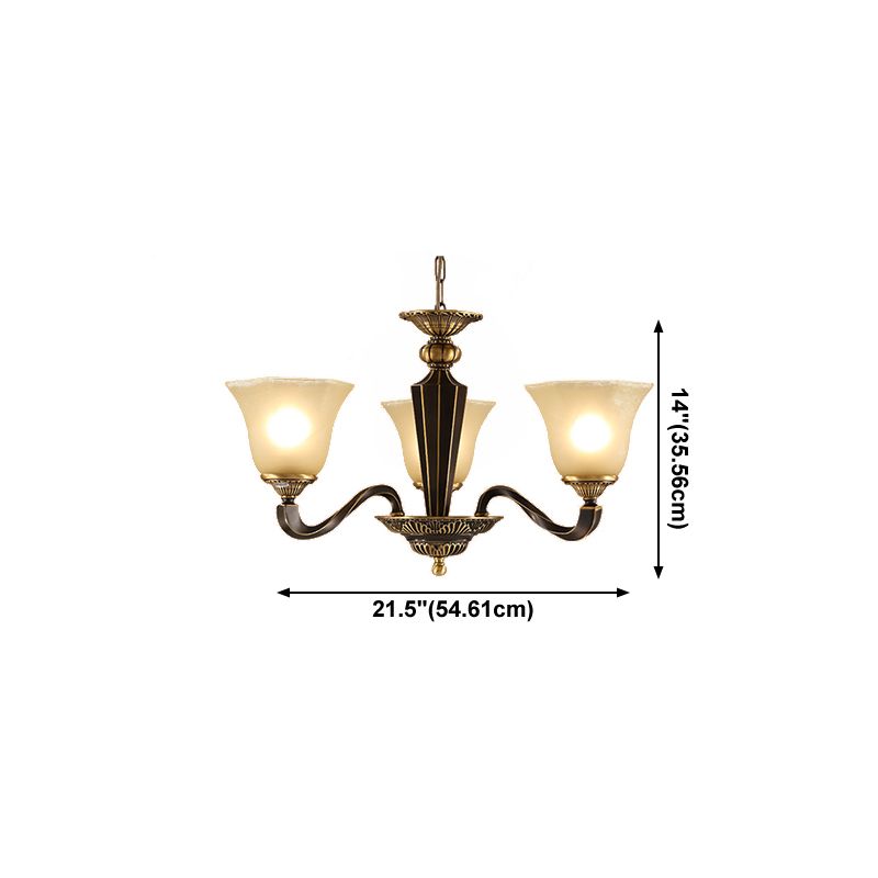 Vintage Bell Shade Pendant Chandelier White Glass Hanging Lamp Kit for Living Room