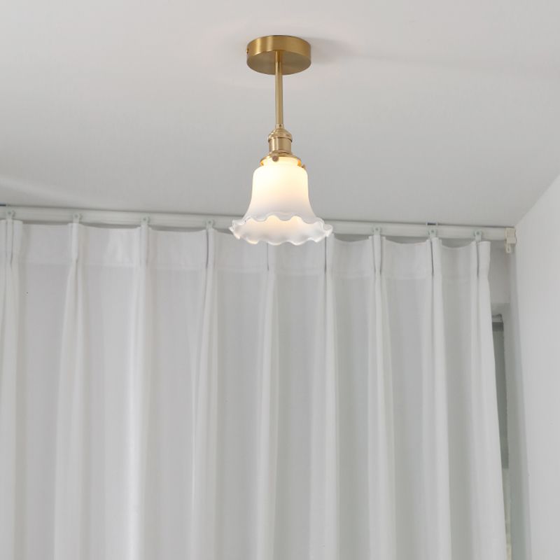 Plafonnier Semi-encastré en verre et Bronze, Style créatif moderne, plafonnier géométrique en cuivre pour couloir