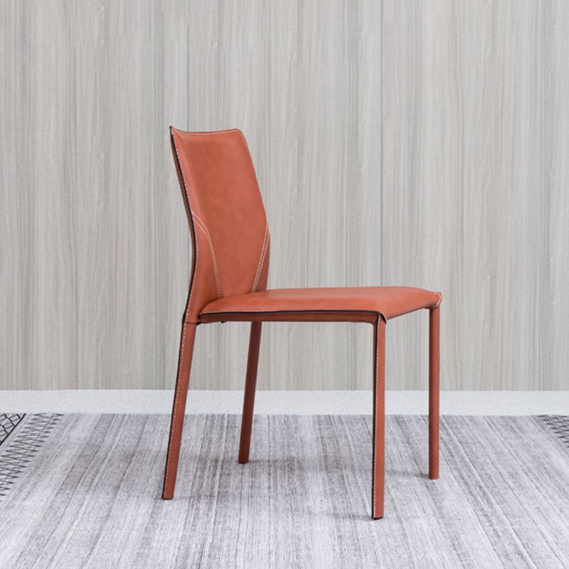 Contemporary Home Side Chair Faux Leather Solid Back Dining Chair