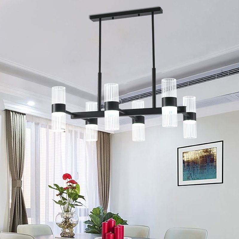 Metal Cylinder Island Pendant Modern Multiple-Light Island Lighting in Kitchen