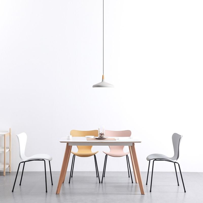 Contemporary Style Metal Chairs Kitchen Dining Solid Back Sides Chair Set