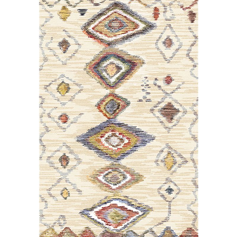 Bohemian Geometric Pattern Rug Multicolor Polyester Rug Machine Washable Non-Slip Backing Area Rug for Living Room