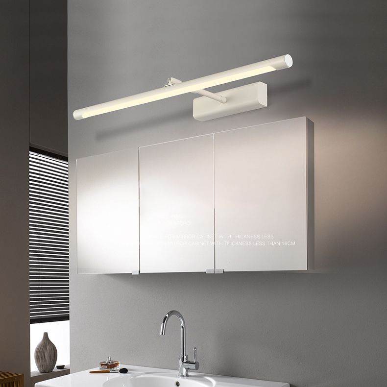 Linear Shade Swing Arm Wall Lighting Modern Style Metal 1 Light Sconce Lamp in White