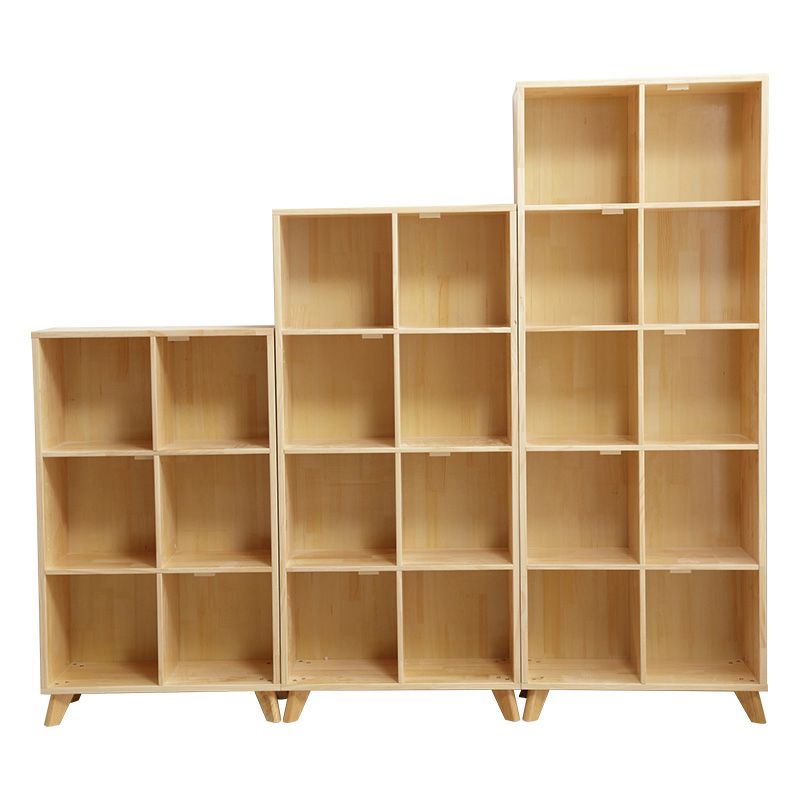Wooden Closed Back Bookcase Standard Natural Bookshelf with Shelves