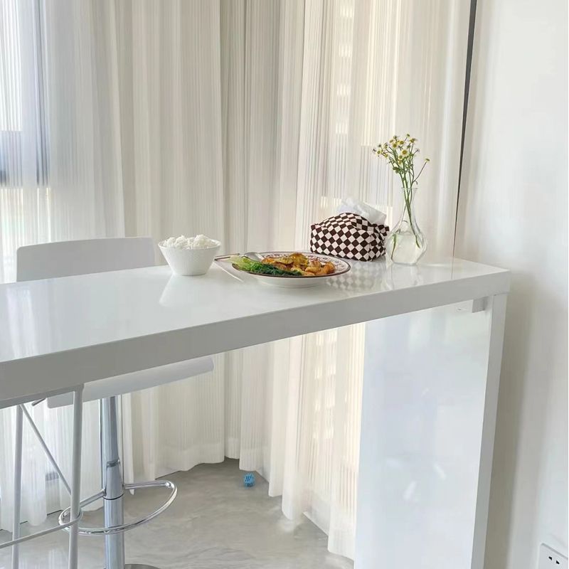 Modern Wooden Bar Dining Table White Bar Height Pub Table with Double Pedestal