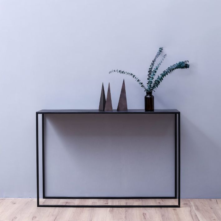 Contemporary Hall Metal Console Accent Table with Sled-base in Black