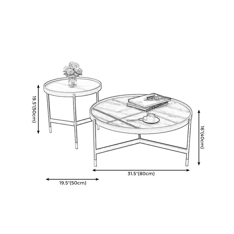 Modern Tray Top 3 Legs Coffee Table Slate and Steel Round Table