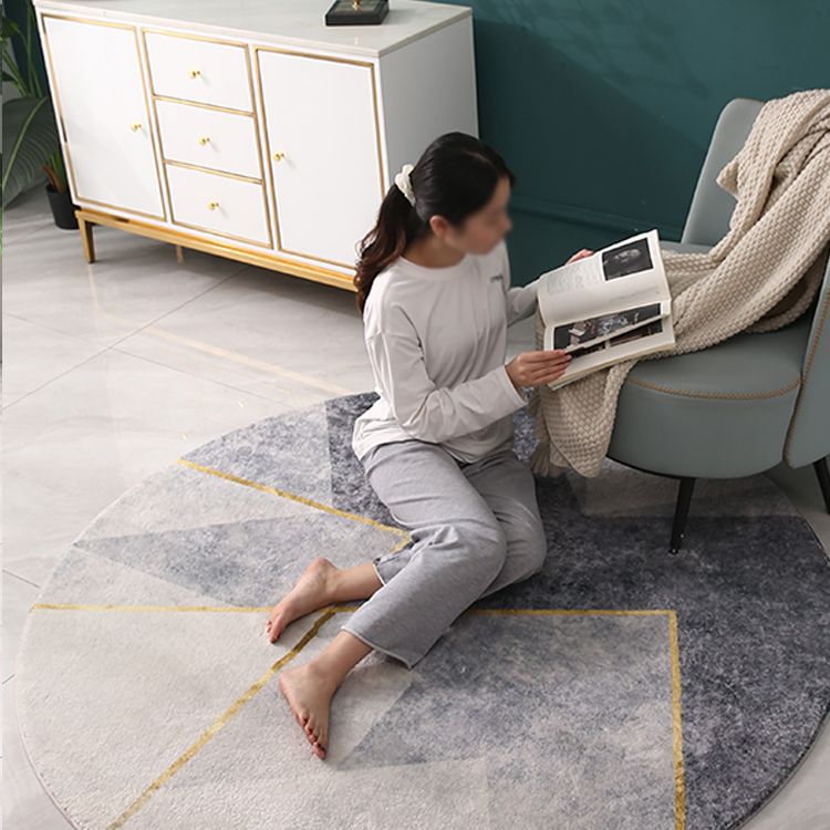 Beige Modern Area Rug Polyester Geometric Print Rug Anti-Slip Washable Rug for Living Room