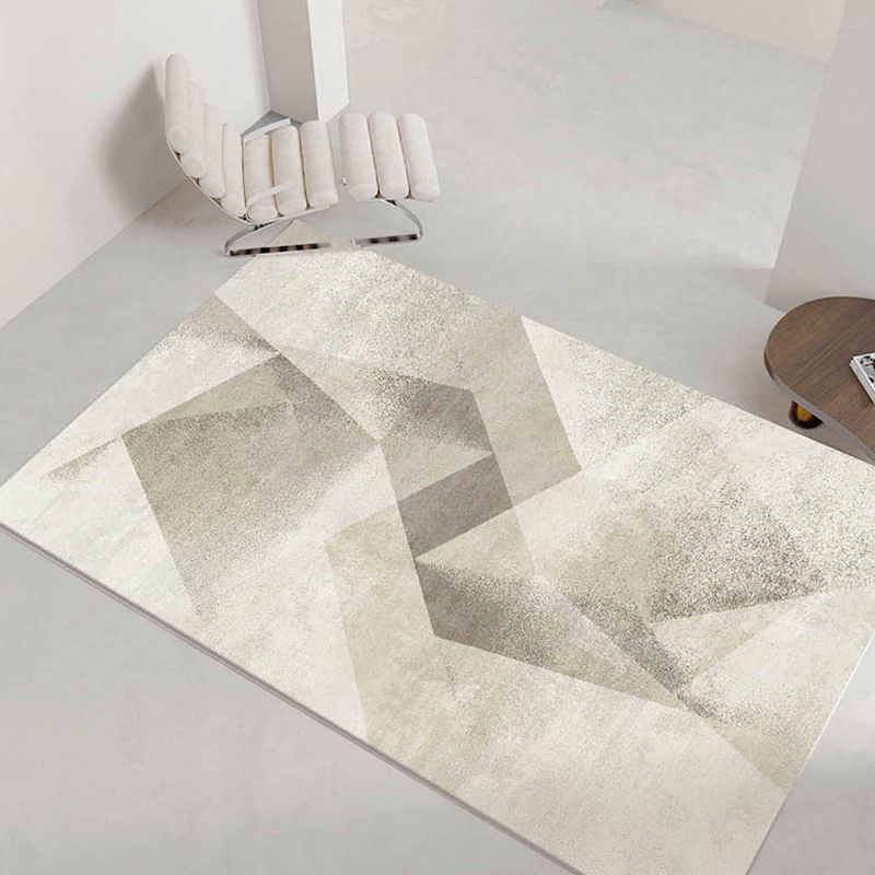Modern Style Rug Beige Polyester Area Rug Stain Resistant Rug for Home Decor