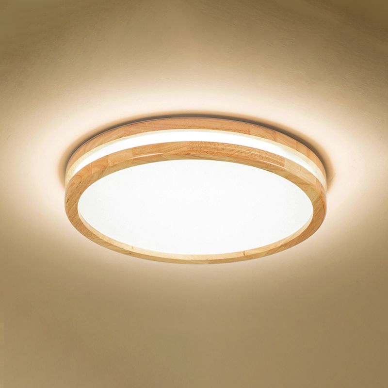 Kreisförmige Holz-Unterputzleuchte im modernen Stil mit 1 Licht, Deckenleuchte für Schlafzimmer