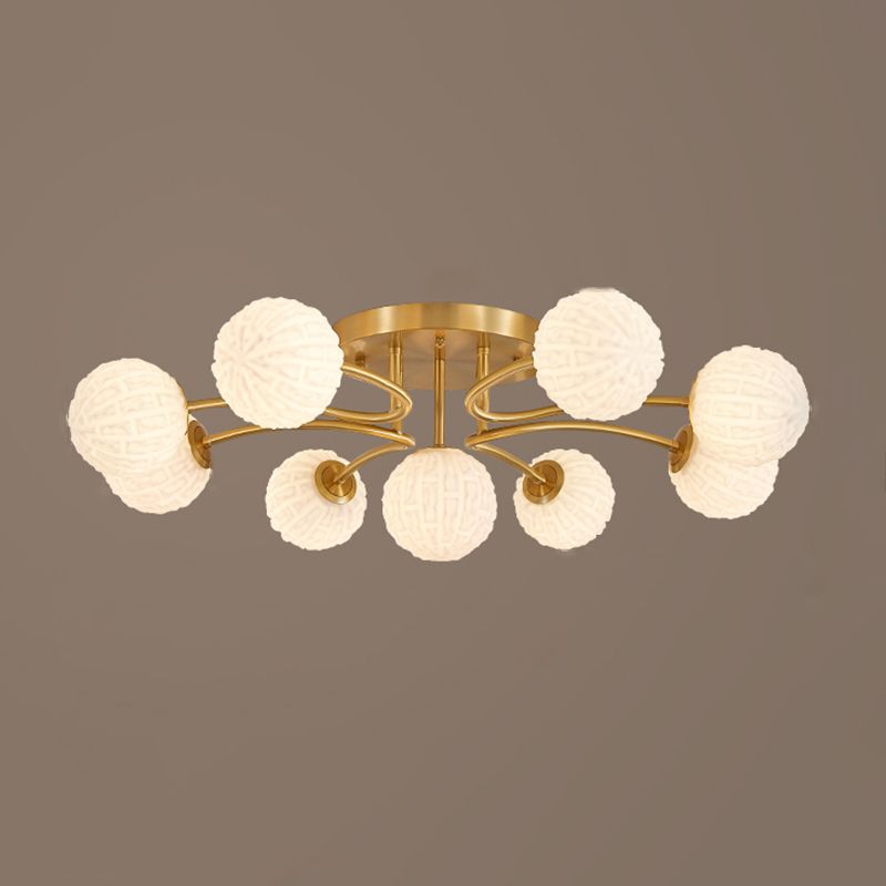 Ball Shape Glass Flush Light Modern Style Multi Lights Flush Mount Fixture