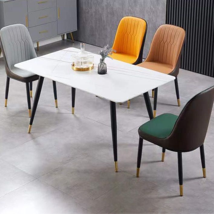 Glam Faux Leather Dining Chair Parsons Chair in Matte Finish for Office