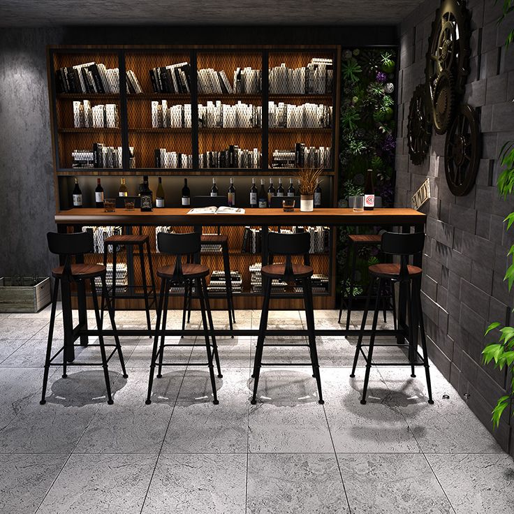 Industrial 1/2/5/9 Pieces Bar Table Set Rectangle Pine Wood Counter Table with High Stools