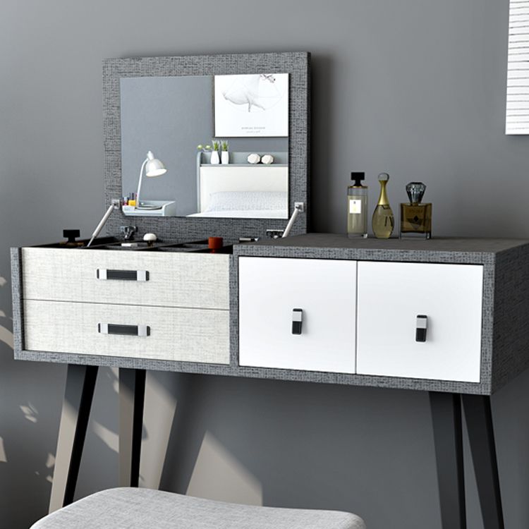 Mirror Table Dressing Table Solid Wood Make-up Vanity with Drawers