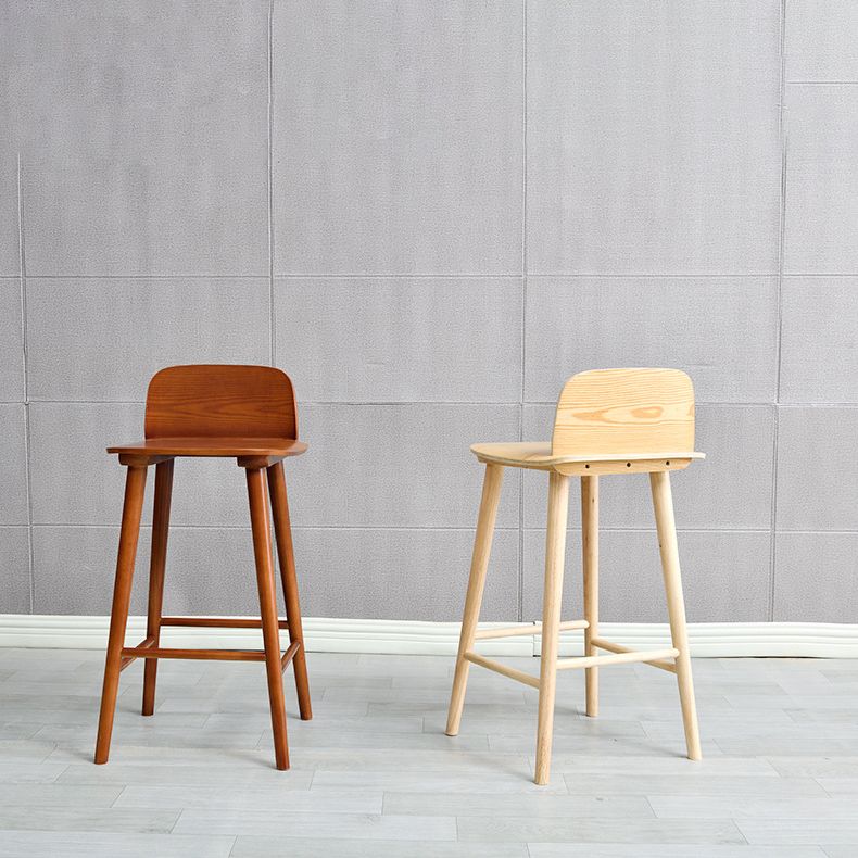 Modern Rubberwood Bar Stool Low Back Counter Height Bar Stool