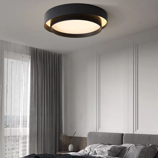 Circular LED Flush Mount in Modern Minimalist Style Wrought Iron Ceiling Fixture with Acrylic Shade