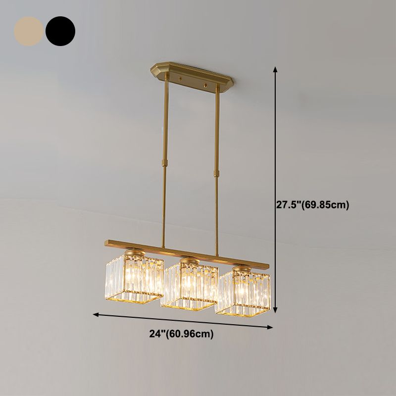 Luces colgantes de Crystal Island de estilo moderno de estilo cuadrado