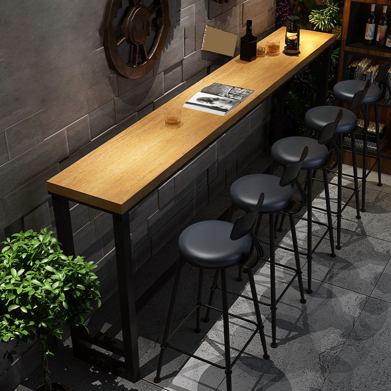 Industrial Bar Dining Table Rectangle Bar Solid Wood Table in Brown