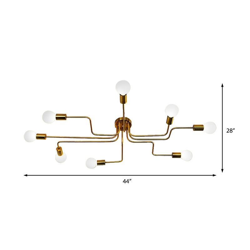 Retro techo expuesto con lámparas semiincorporadas de metal ligero incrustadas 4 / 6, con diseño de latón antiguo / Sputnik negro