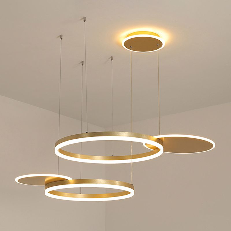 Simplicity LED Chandelier Pendant Circular Metal Suspension Light for Living Room