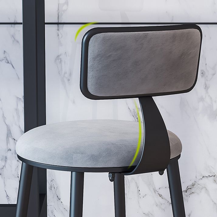 Nordic Backrest Armless Counter Stool Iron Cafe Bar Stool with Pedal and Cushion