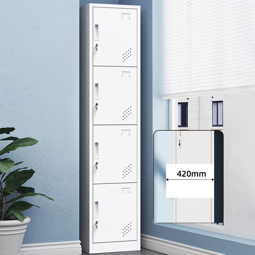 Grey and Black Non-Hanging Armoire Modern Metal Storage Cabinet with Doors