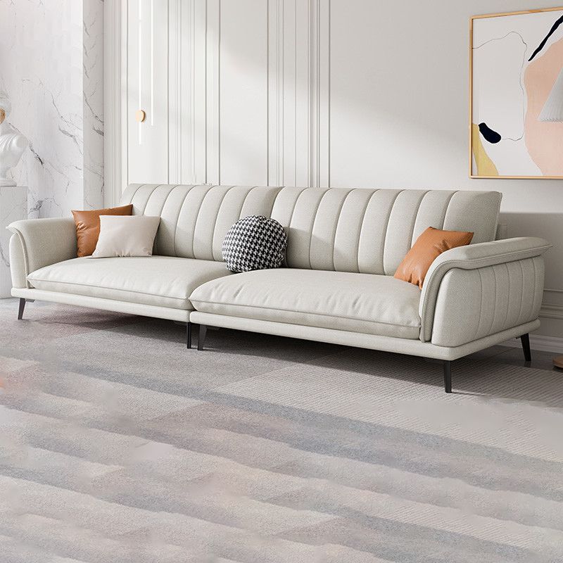 Glam Sewn Pillow Back Flared Arm Living Room Faux Leather Seating