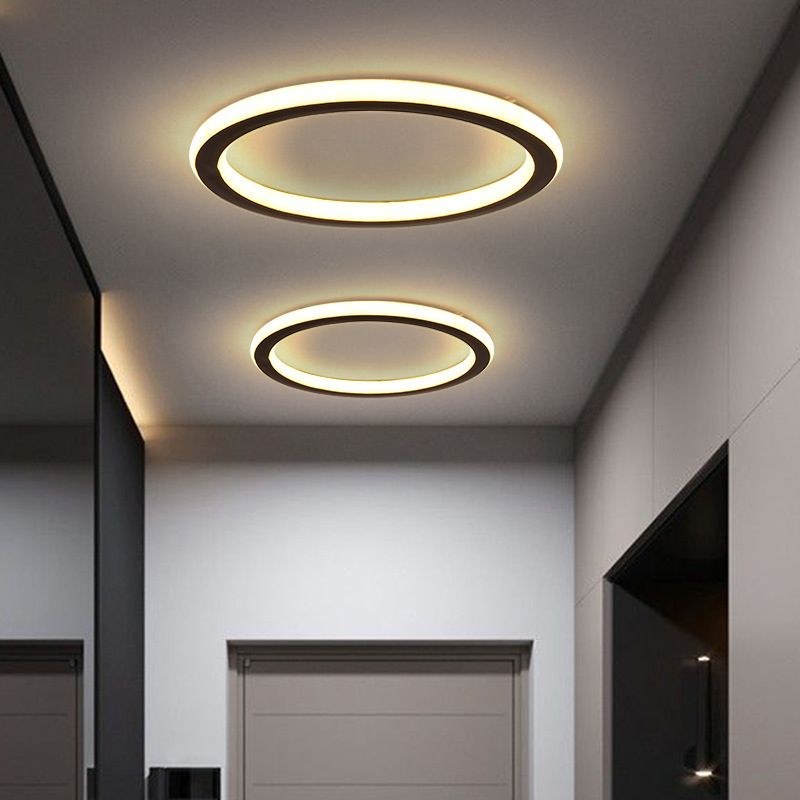 Modern Flush Light Black Metal e Acrylic Led Surface Mount Massimale Luci per Living Room