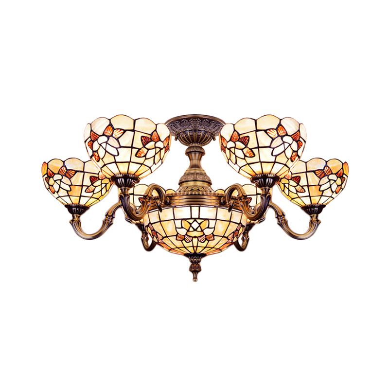 Shell Bell Shade Chandelier Tiffany squisito Luce a sospensione in beige per villa