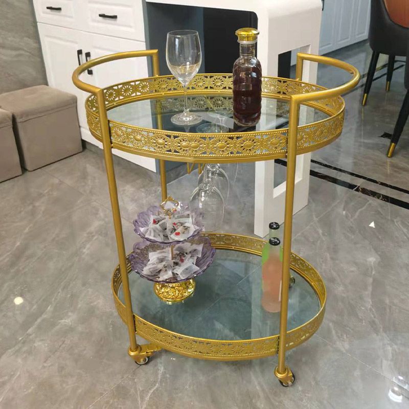 Modern Open Storage Prep Table Oval Dining Room Kitchen Trolley