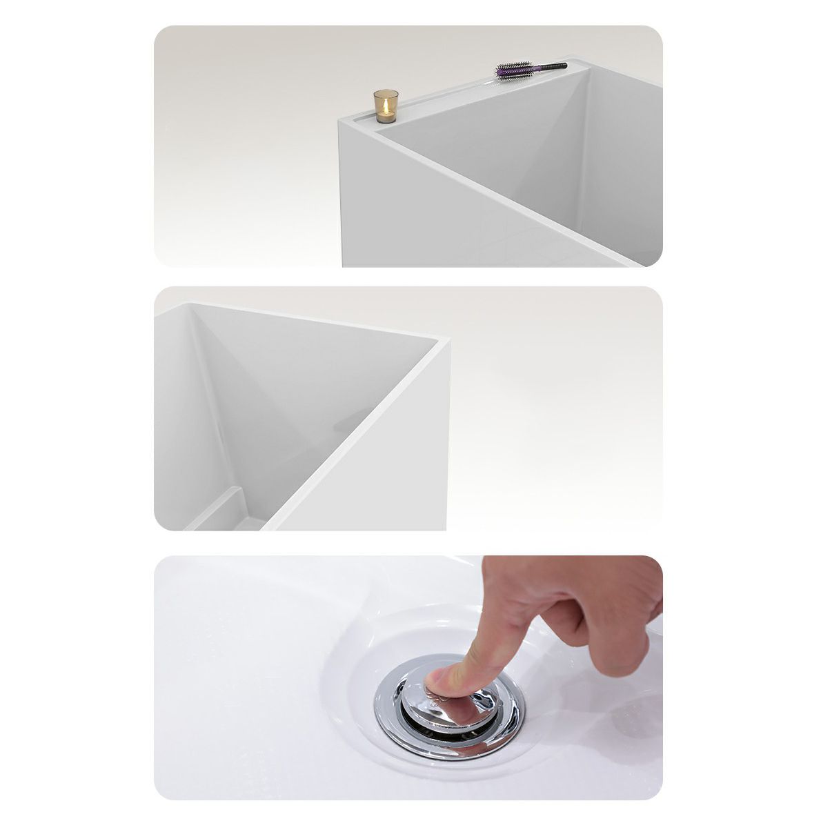 Back to Wall Freestanding Bathtub Modern Rectangular Acrylic Bathtub