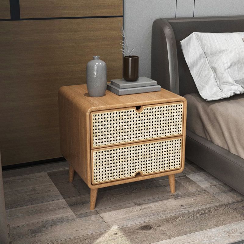 Wicker & Rattan Bed Nightstand Contemporary Night Table for Bedroom