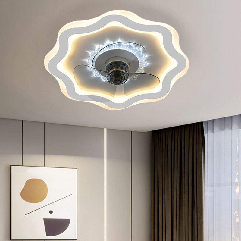 Acrylrunde LED -Spülen -Decken -Deckenventilator Makkaronstil Halbflush -Leuchte für Schlafzimmer