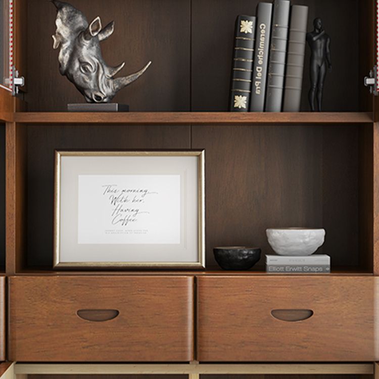 Grooves Handle Storage Cabinet Solid Wood Cabinet with Drawer