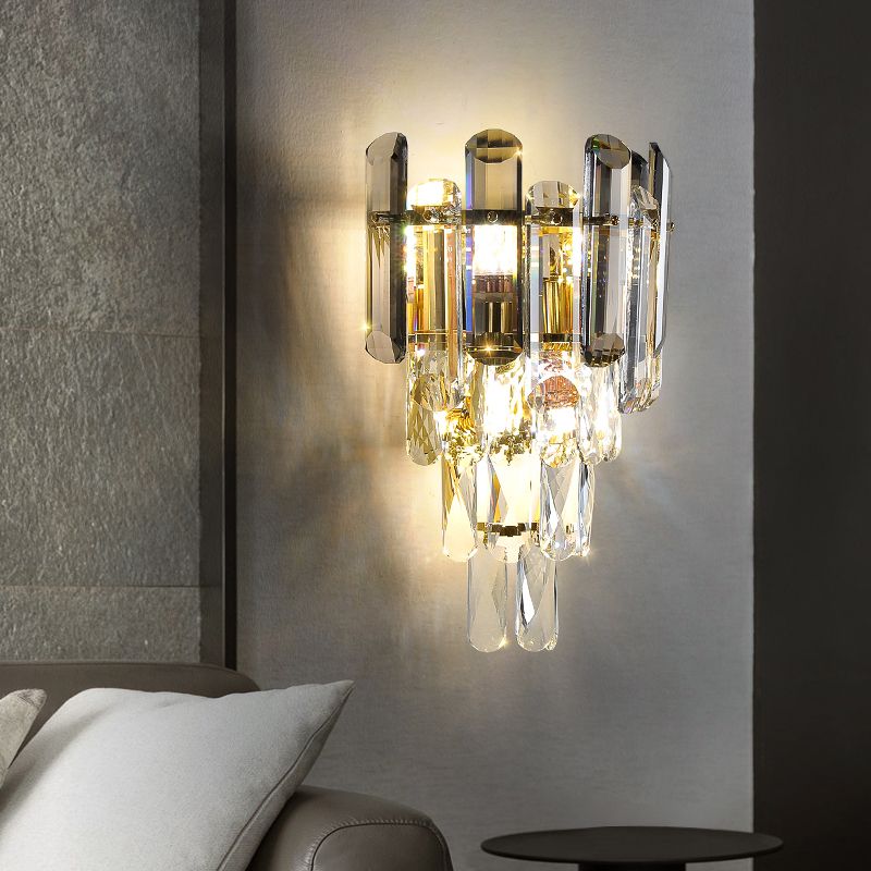 Postmodern Wall Light Geometric Crystal 16" High Wall Sconce for Bedroom