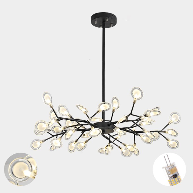 Wrought Iron Firefly Pendant Light in Modern Simplicity Sputnik Adjustable Hanging Lamp for Living Room