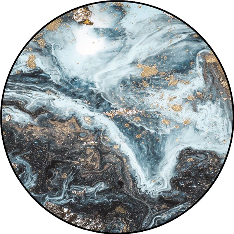 Simple Modern Rug in Blue and Black Abstract Marble Pattern Rug Polyester Washable Carpet for Home Decoration