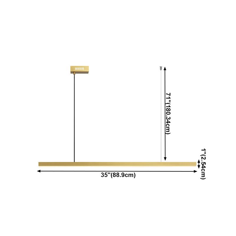Luz de colgante de cocina contemporánea lineal lámpara de lámpara de metal 1 luz