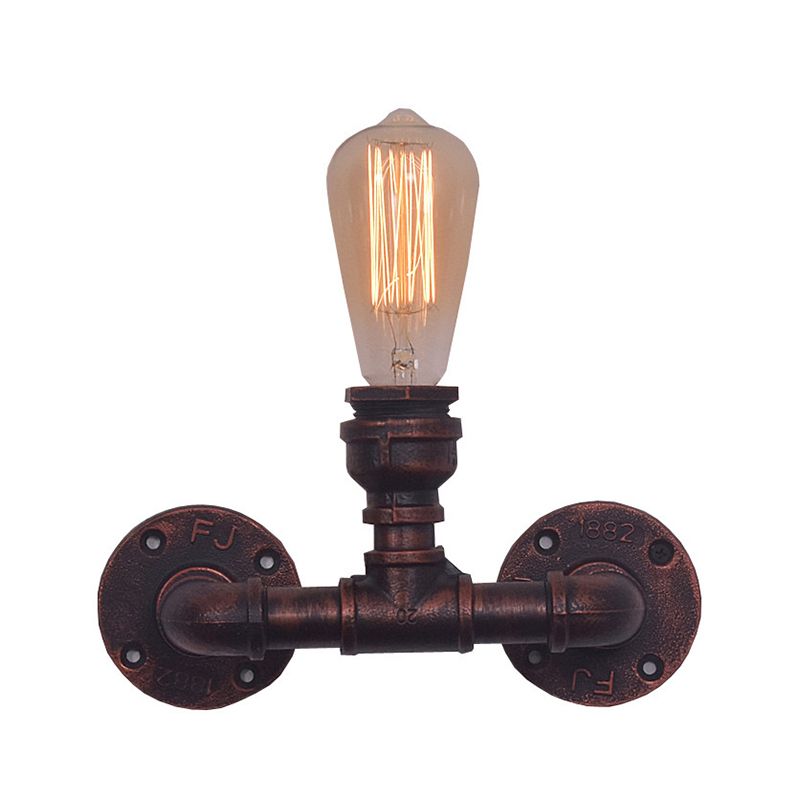 Industrial Style Pipe Shape Wall Sconce Metal 1 Light Sconces for Bedroom