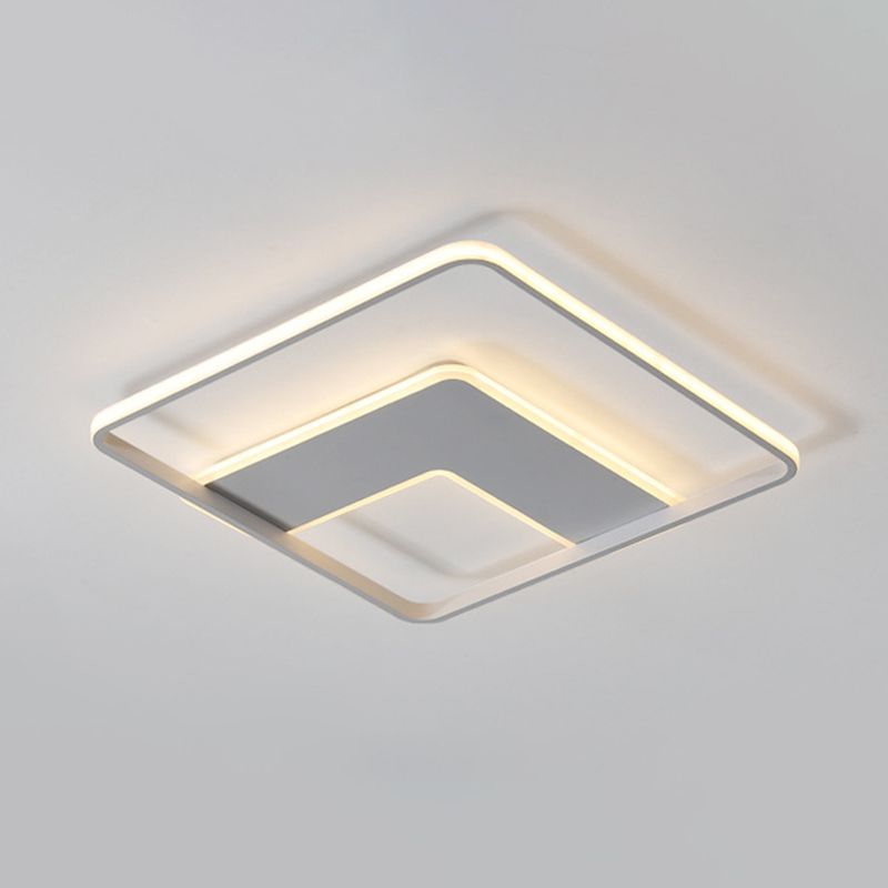 Nordic Square Flush Mount Acrylic LED Bedroom Flushmount Lighting in White, 16.5"/20.5" Width