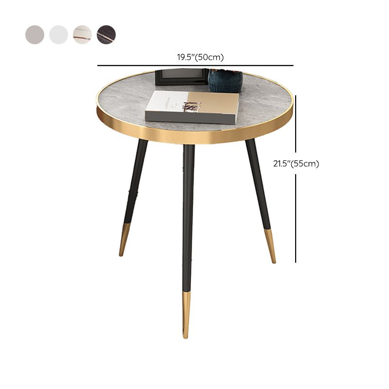 Modernistic Metal 3 Legs End Table Round Slate Top Side End Table