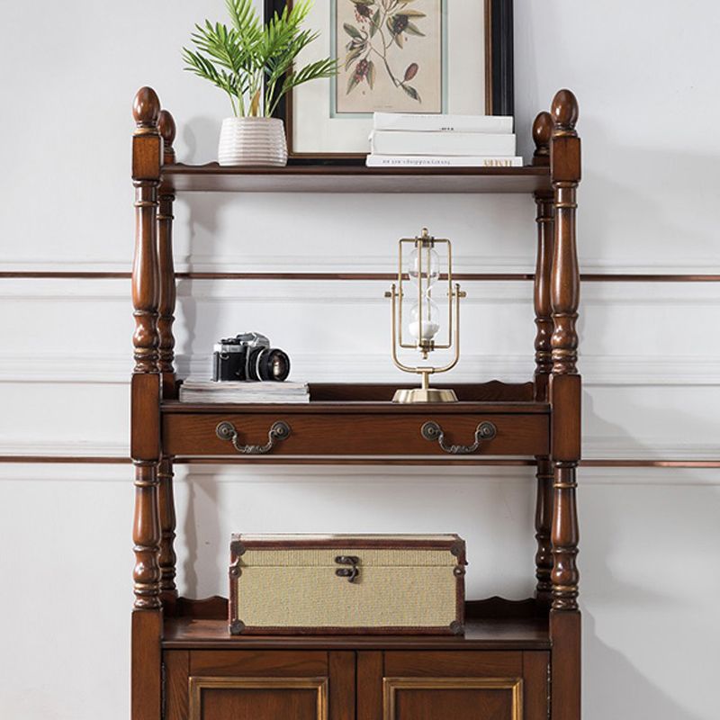 Industrial Rubberwood Chest with Doors Storage Cabinet with Shelves